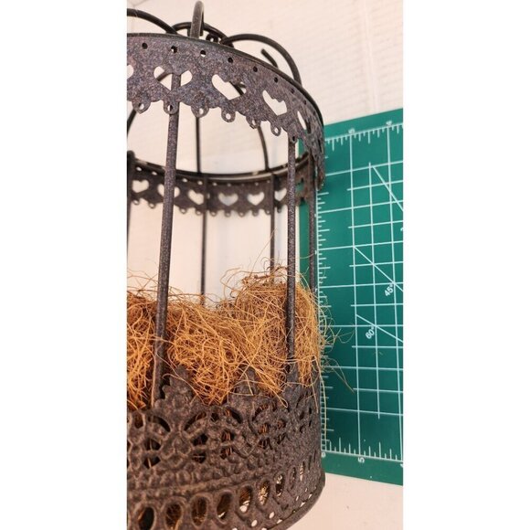 Hanging Metal Bird Cage Planter With Coco Liner Insert For Indoor/Outdoor Decor - Picture 6 of 8